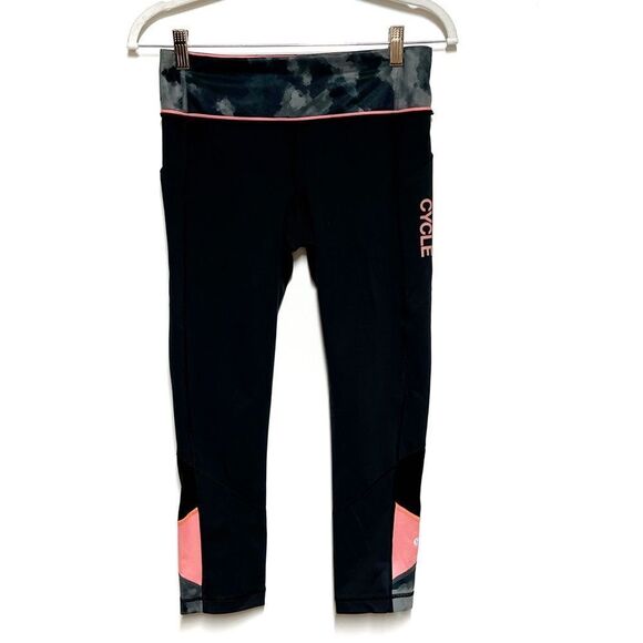 Lululemon x Soul Cycle Black Pink crop Logo Leggings Size 6 - Picture 1 of 5
